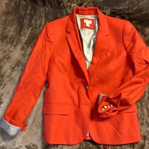 J. Crew Schoolboy Blazer Jacket Wool Red Orange with Gold Buttons Womens 4